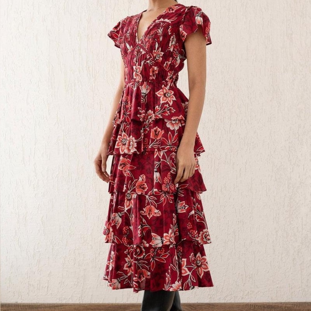 Banjanan Elisabetta Vine Rio Brigit Tiered Ruffled Maxi Cotton Dress